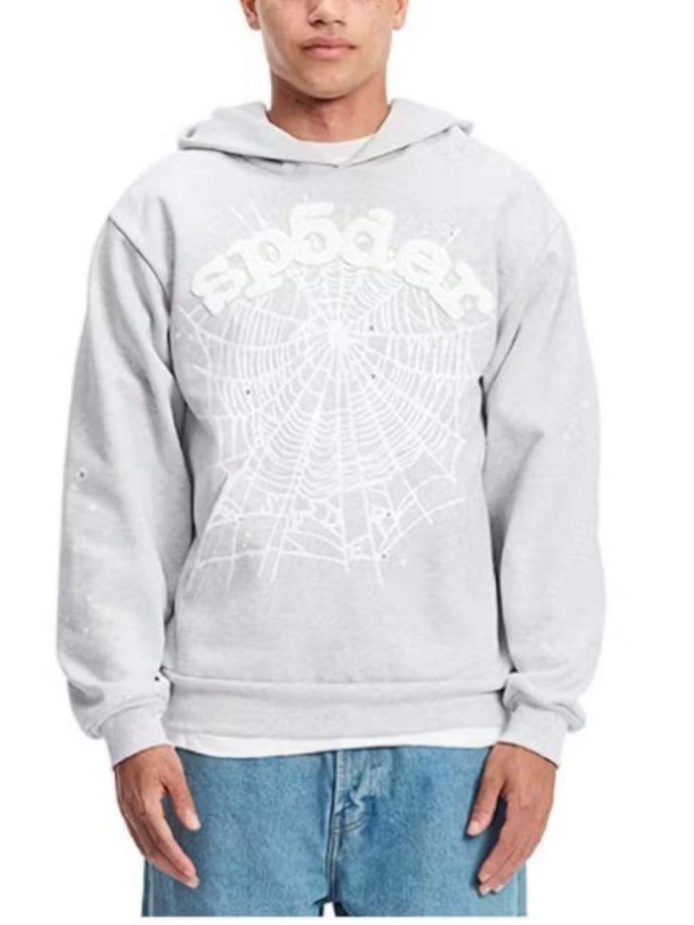 sp5der OG web Gray Graphic Hoodie